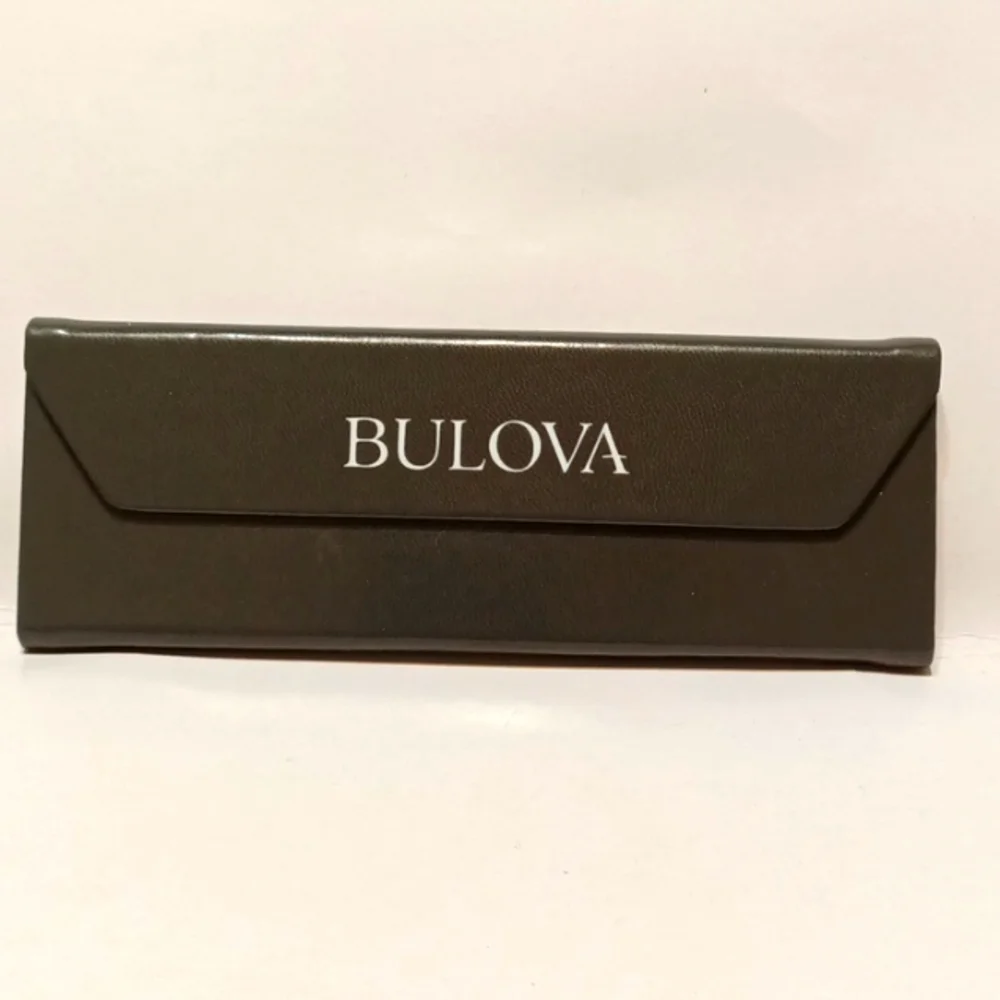 BULOVA Flat Glasses case Hardshell magnetic close Gray triangle fold